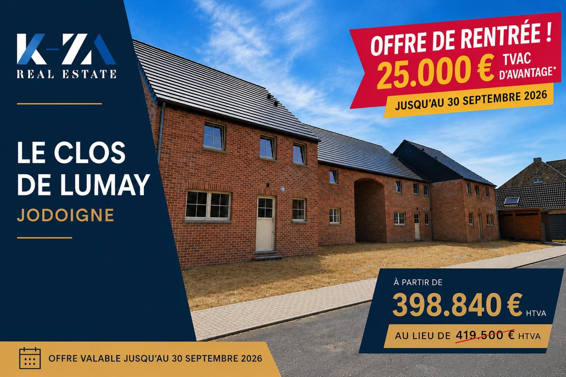 Offre de rentrée : 25.000 € d'avantage sur les maisons du Clos de Lumay à Jodoigne, jusqu'au 15 octobre 2026