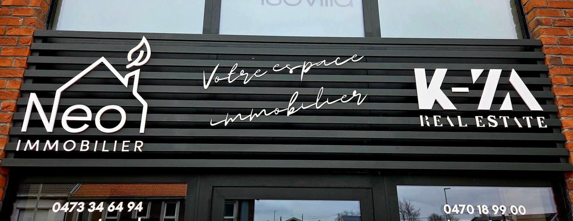Façade Votre Espace Immobilier à Hognoul : NEO Immobilier et K-ZA Real Estate